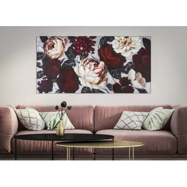 OBRAZ NA PŁÓTNIE WHITE/RED FLOWER LIGHTBACK 150X3,8X76 cm